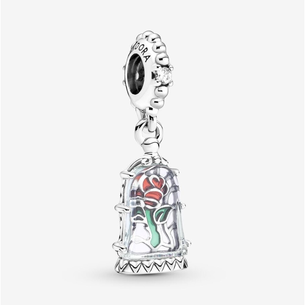 Pandora Disney Beauty and the Beast Enchanted Rose Dangle Charm